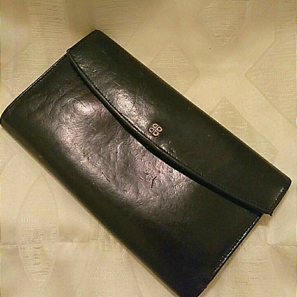 Bosca Black Leather Clutch